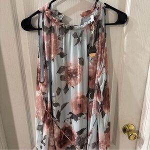 Floral Watercolor Pink Blush Dress Size Large NWT Sleeveless Spring L